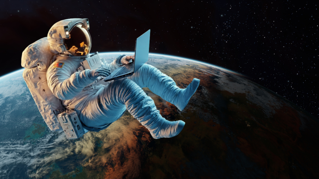 Astronaut digital art representing AI marketing agency and futuristic web design